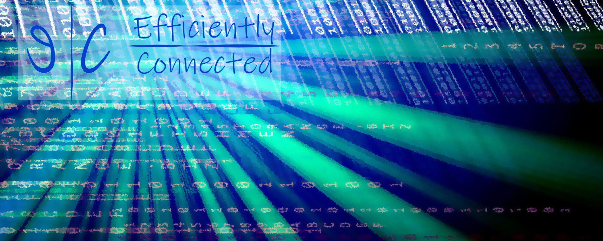 a screen with the words "efficiency connected" on it