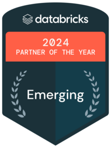 a badge that says databricks 2024 emerging partner of the year